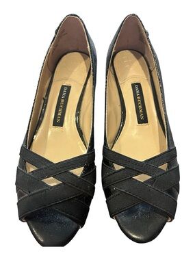 Dana Buchman Black Crisscross Peep-Toe Flats